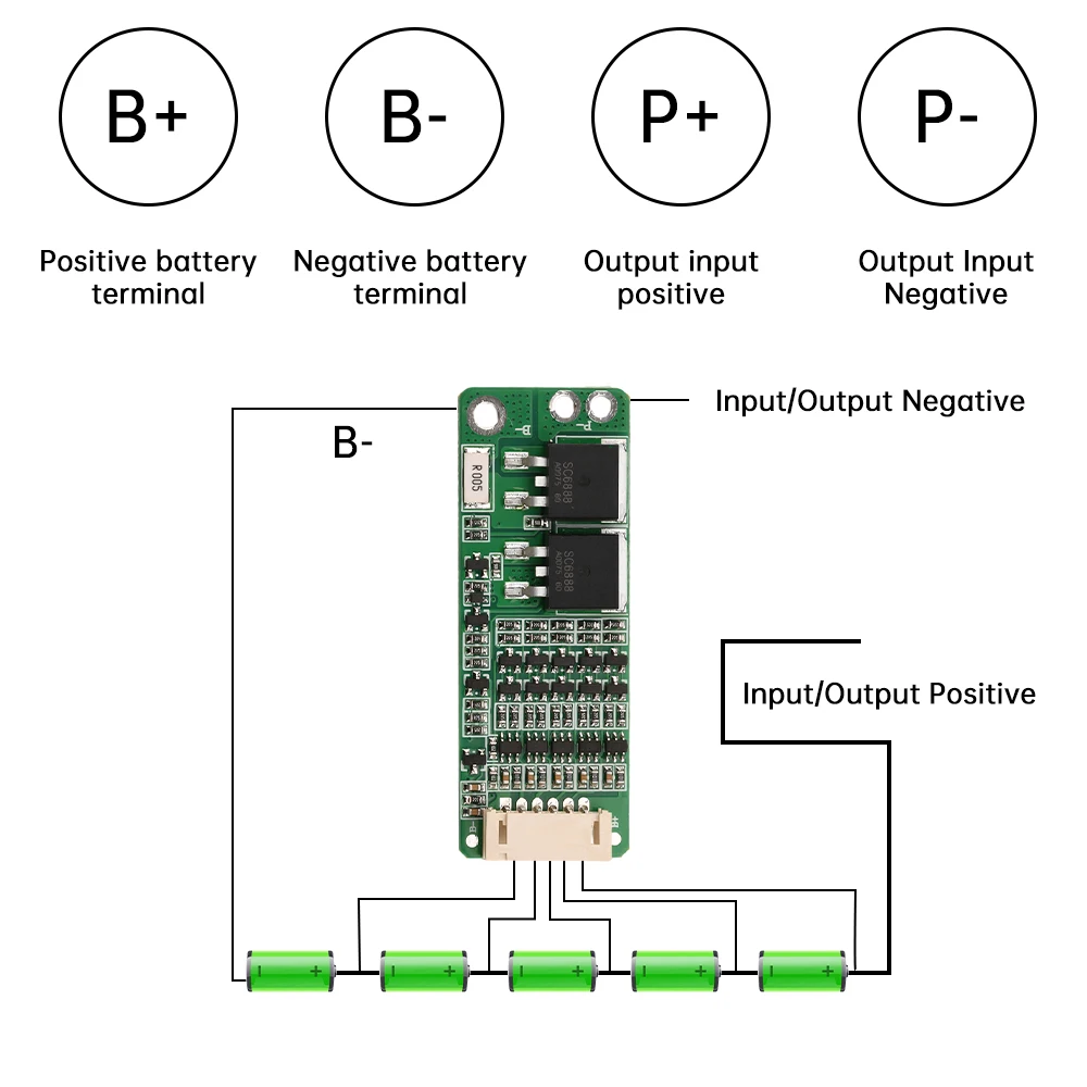 Placa de protección de carga de batería de litio 5S 10A sobre carga sobre descarga protección contra cortocircuitos sobrecorriente - imagen 3