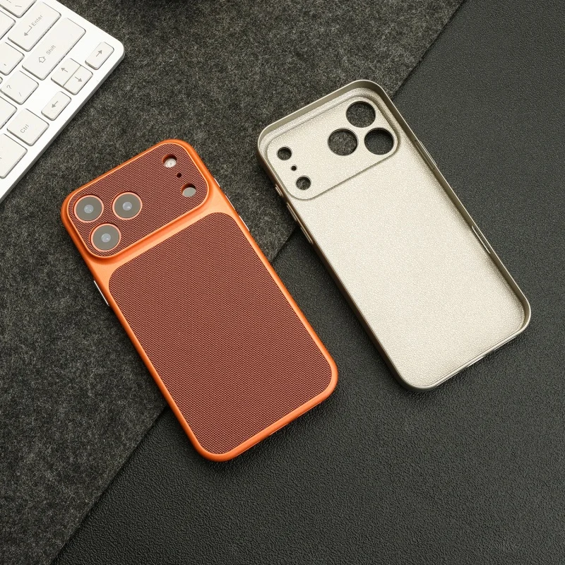 Funda texturizada de cuero tejido Vintage para iPhone 17 Air 16 15 14 13 12 Pro Max Retro a prueba de golpes PC chapado armadura cubierta dura del teléfono - imagen 3
