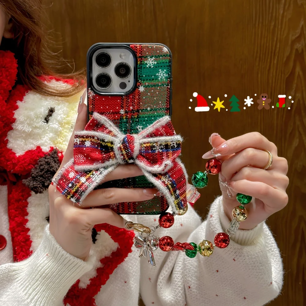 Llavero con colgante de ambiente navideño, cuentas simples de muñeco de nieve a la moda, cadena para teléfono móvil, accesorios para auriculares, bolsa decorativa colgante - imagen 5