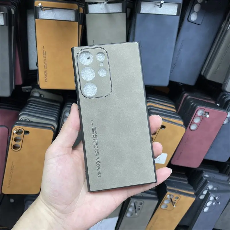 Funda de cuero de lujo para Samsung S25 S24 S23 Ultra contraportada para Samsung S25 Plus protección de cámara Funda de silicona a prueba de golpes - imagen 5