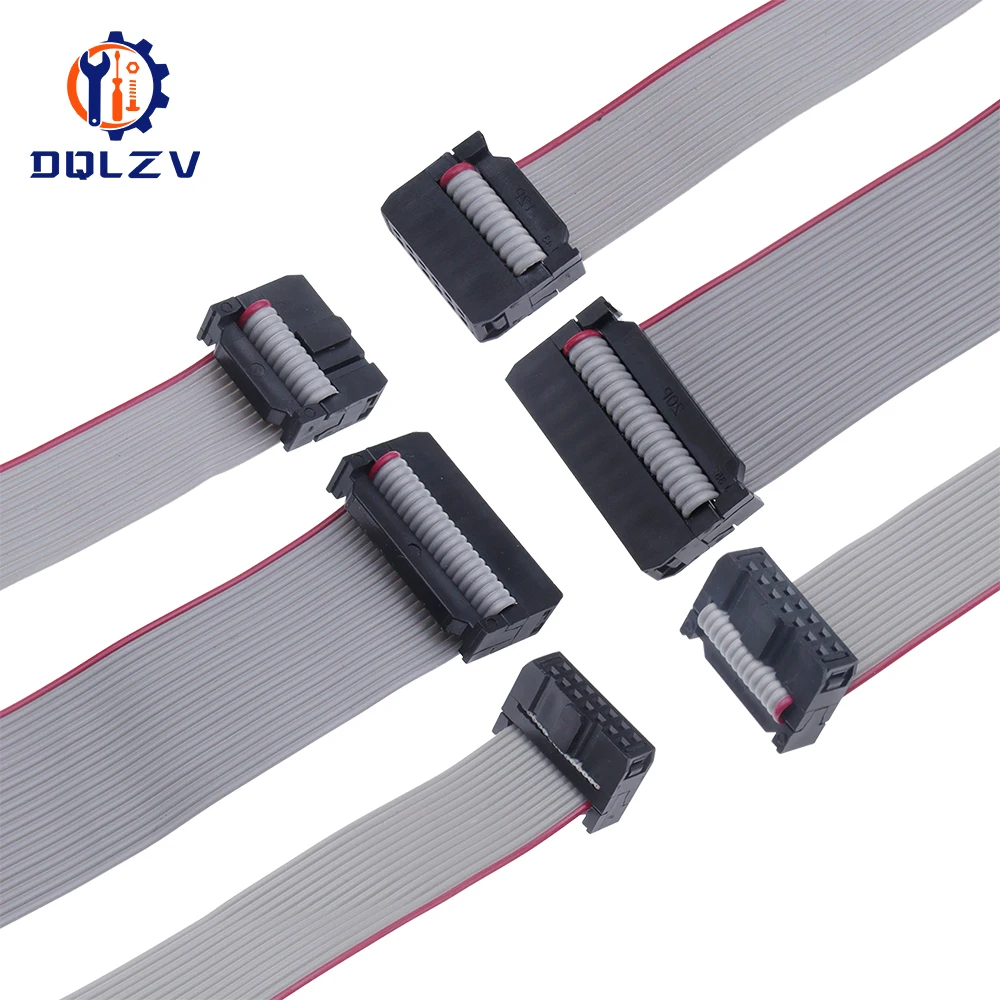 1 Uds. FC-6/8/10/16/20/40/50 pines de paso de 2,54 MM 20/30/50/CM cinta plana gris Jtag Isp Cable de datos de descarga 2,54mm - imagen 2