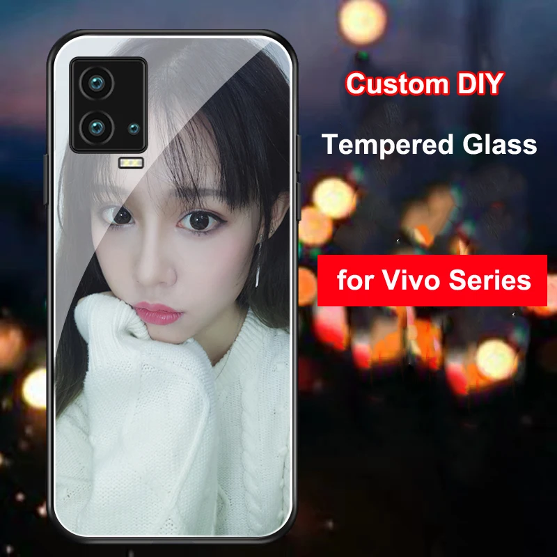 Funda de vidrio templado personalizada para Vivo IQOO Z10 Z9X Z9 Turbo 8 Pro 7 Neo 9S Plus X80 X70 fundas DIY foto carcasa anticaída