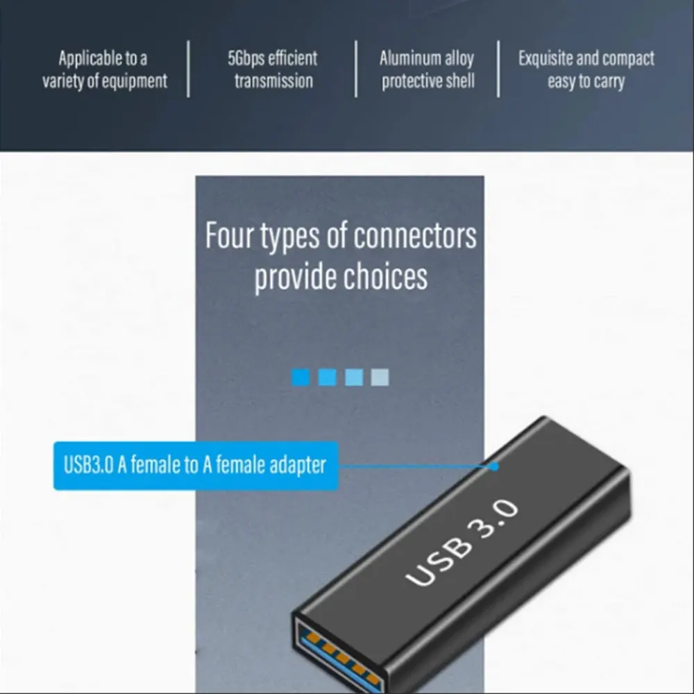 Adaptador USB 3,0 macho a hembra, convertidor macho-hembra, conector cambiador de acoplador duradero para PC y portátil, 1 Uds. - imagen 3