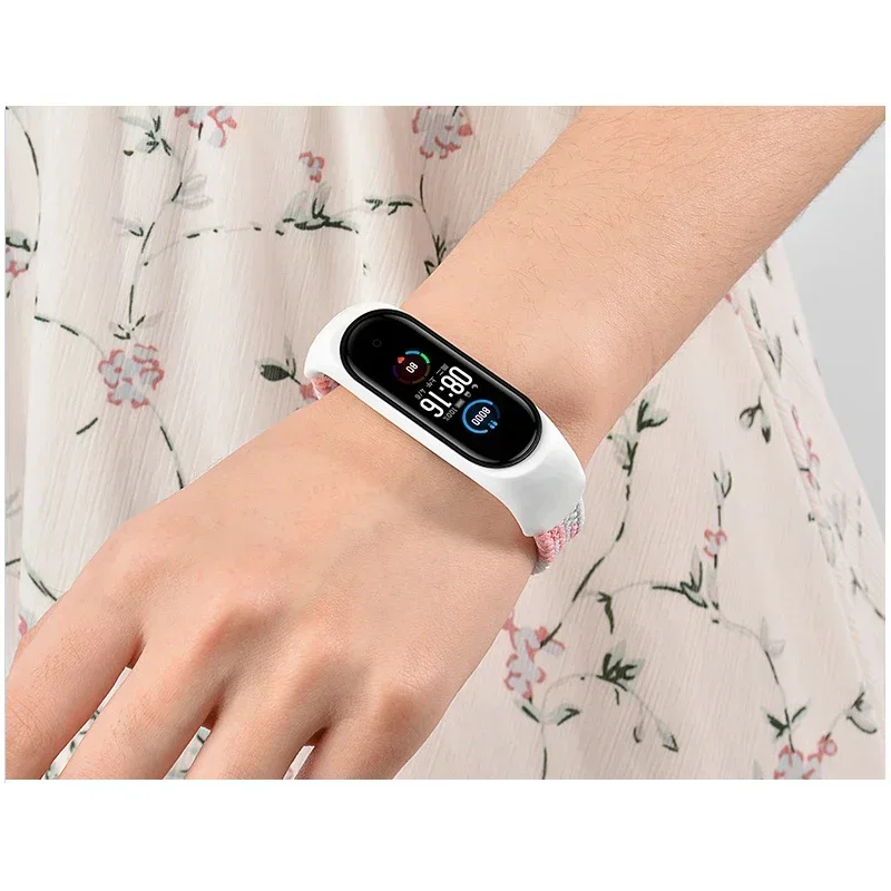 Solo Loop trenzado para correa xiaomi Mi band 7, correa de reloj de nailon, pulsera NFC, reloj inteligente Miband6, cinturón Mi band 7 6 5 4 - imagen 3