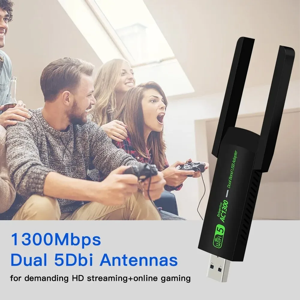 Adaptador WiFi de 1300Mbps, tarjeta de red USB 3,0, banda Dual, 2,4G/5GHz, Bluetooth 4,2, transmisor receptor inalámbrico para ordenador portátil y de escritorio - imagen 5