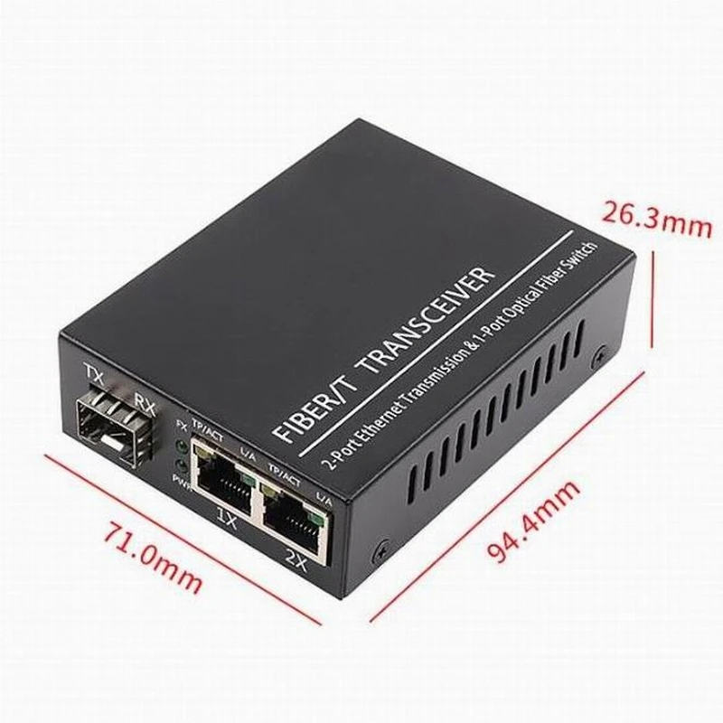 Conmutador Ethernet de fibra óptica Gigabit Convertidor de medios Gigabit 1 SFP a 2 RJ45 UTP - imagen 3