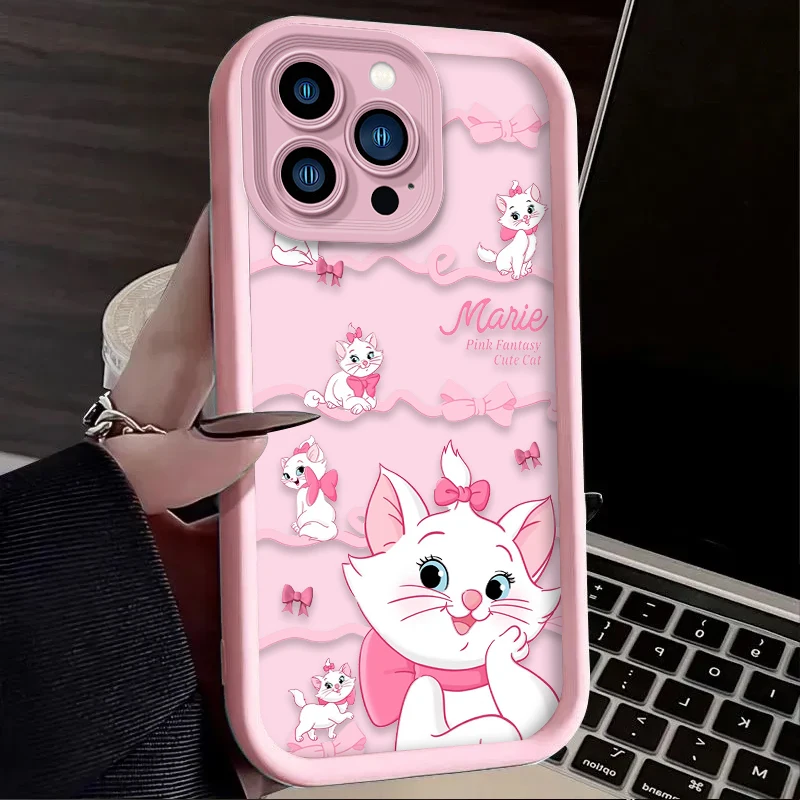 Funda blanda Disney Lovely Marie Cat para iPhone 17 Air 16 16E 15 14 13 12 11 Pro Max X XS X S Max XR SE 2020 SE4 7 8 funda de silicona - imagen 3