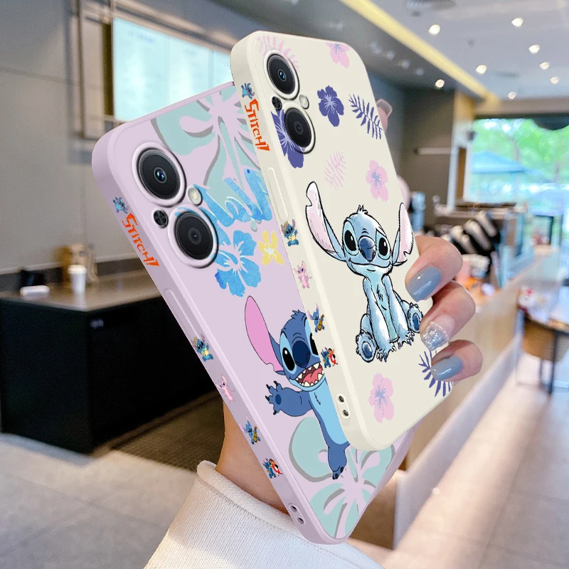 Funda de teléfono Lilo And Stitch para OPPO Find X5 X3 X2 Lite Pro Neo A5 A53 A94 4G 5G Liquid Left Rope Soft Cover - imagen 5