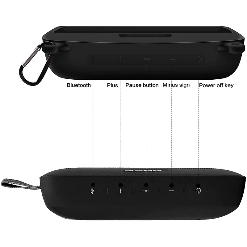 ZOPRORE-funda de silicona blanda para Bose SoundLink Flex, funda para altavoz portátil Bluetooth con correa de hombro y mosquetón - imagen 3