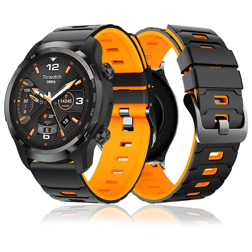 Correa de silicona de 22mm para TicWatch GTW/GTH 2/Pro 2021/E2 S2, pulseras para hombres y mujeres para TicWatch Pro 3 Ultra LTE, pulsera deportiva GPS