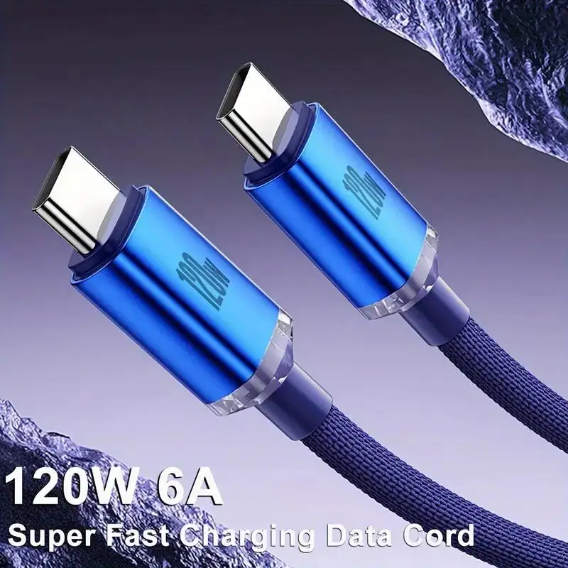 Cable de datos de carga súper rápida USB tipo C 100W 6A Cable trenzado para Samsung OnePlus Xiaomi OPPO cargador de teléfono móvil Cable USB - imagen 3