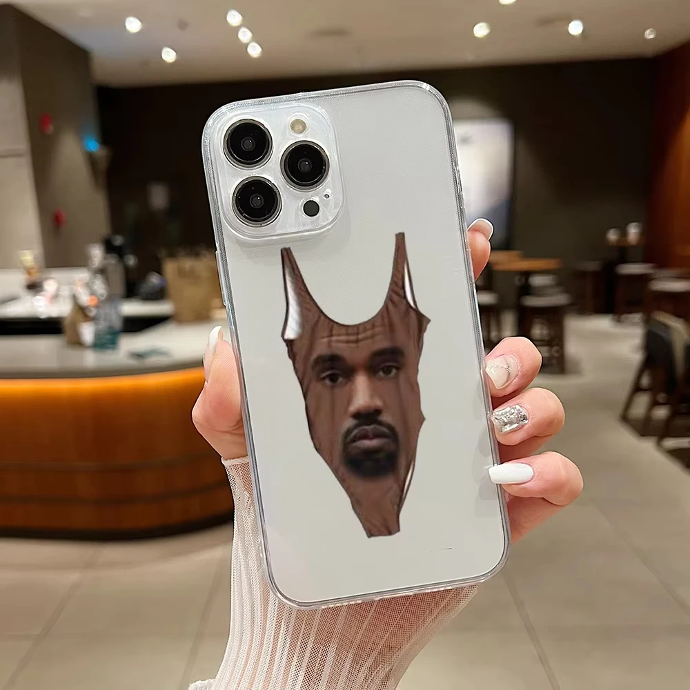 Divertida funda de teléfono K-Kanyes Wests Ye para IPhone 16 15 14 13 12 11 Mini Pro Max X XR XSMax 7 8 Plus, funda trasera transparente de TPU suave - imagen 4