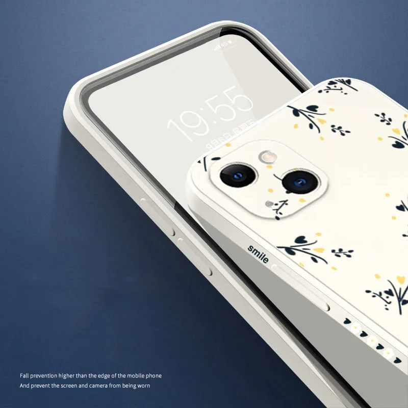 Bonitas flores cuadradas funda de teléfono de silicona para iPhone 15 Pro Max 14 13 12 11 XS X XR 7 8 Plus 15 cubierta de parachoques suave mate a prueba de golpes - imagen 5