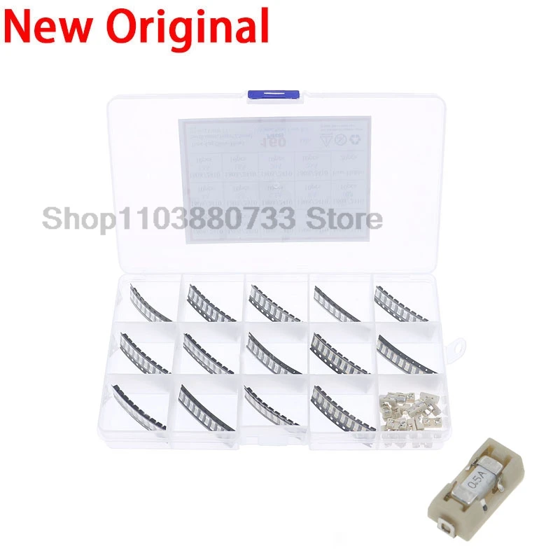 100% nuevo 160 Uds SMD Kit de tubo de fusible de soplado lento de cerámica 250V 1808 2410 6125 modelo de corriente 250ma 500ma 1a con portafusibles