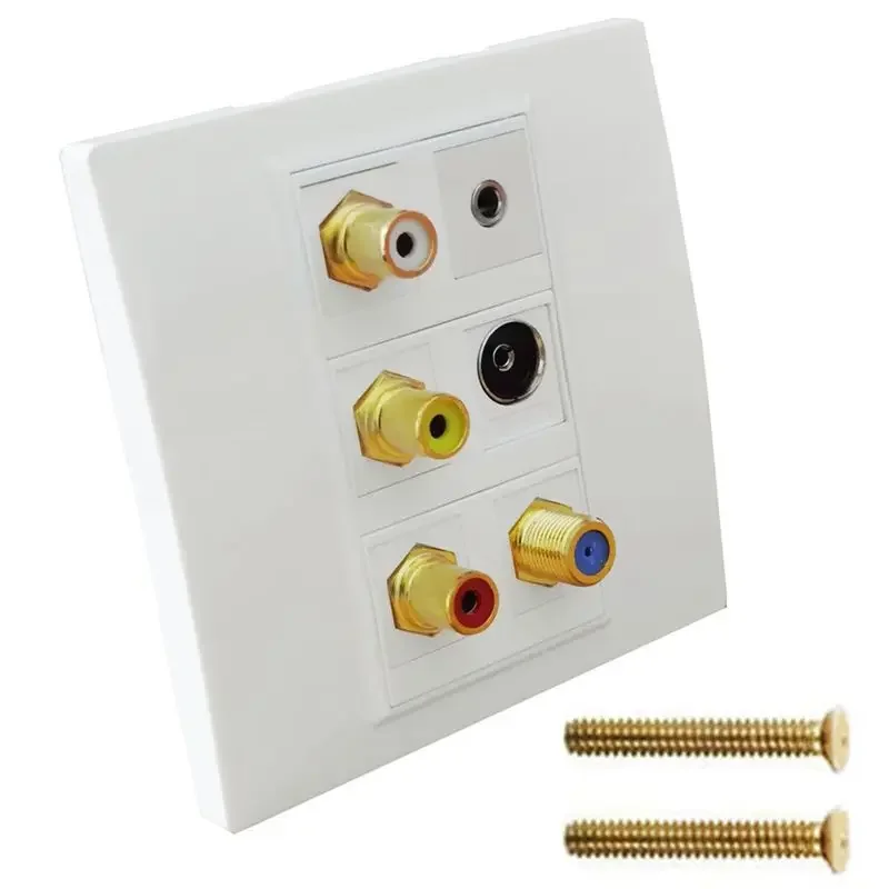 86 Tipo Panel Multimedia Audio 3,5 MM TV F-Head TV9.5+Audio y Vídeo 3RCA Rojo Blanco Amarillo Enchufe de Pared - imagen 4