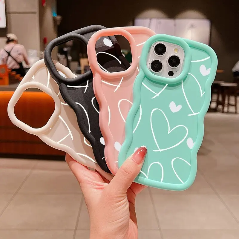 Funda de teléfono con diseño de corazón de amor de pantalla completa para Samsung Galaxy A55 A54 A14 A34 A35 A16 A15 A05 A05S A52 A53 A23 A24 A32 cubierta ondulada - imagen 3