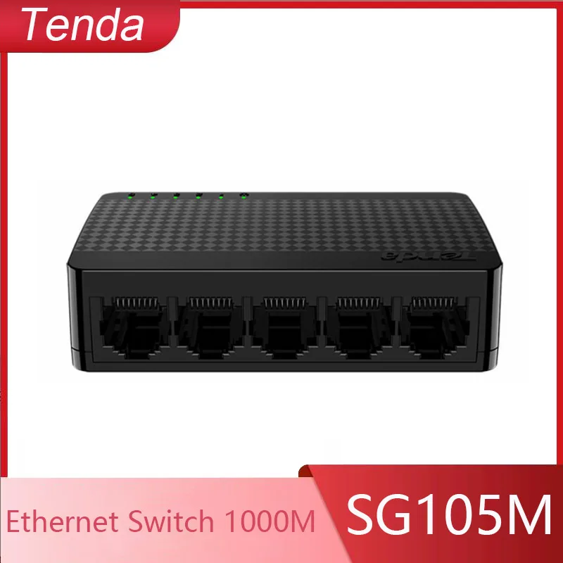 Tenda SG105M, todas las puertos Gigabit, red de alta velocidad, conmutador Ethernet de 5 puertos, concentrador Lan rápido de 1000Mbps, Plug and Play completo/medio dúplex