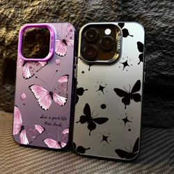 Funda para iPhone negra y morada con diseño de mariposa