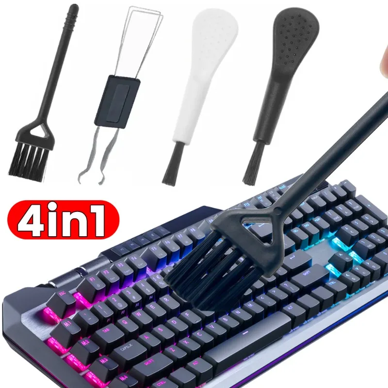 Extractor de teclas 4 en 1, herramienta de extracción de teclado de acero inoxidable para teclado mecánico, Kit de fijación de cepillo de limpieza de ordenador limpio - imagen 2