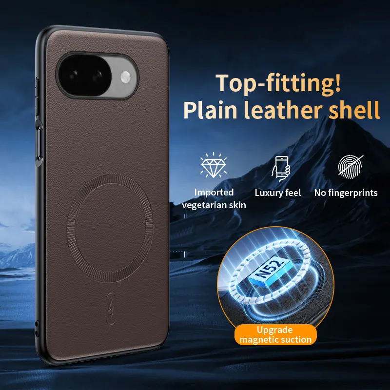 For Google Pixel 10A Case Magnetic Leather Shield Cover For Google Pixel 10A Anti-Fingerprint Non-Slip PC+TPU - imagen 2