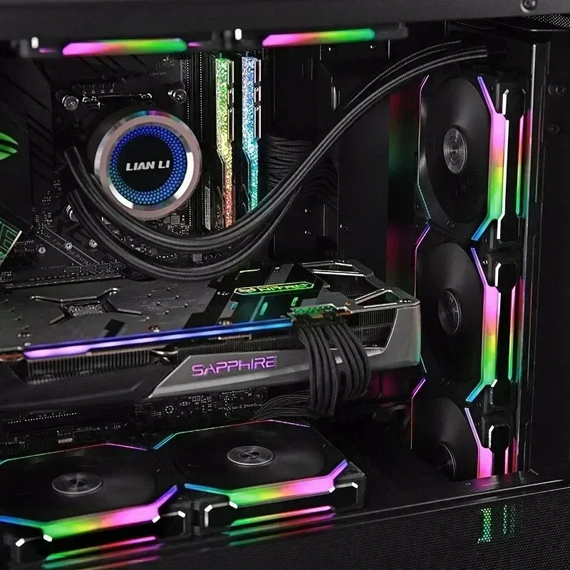 LIAN LI UNI-ventilador SL120 V1 AL120 SL140 120/140MM RGB, Kit DE VENTILADOR, Cable Modular, Software libre, Control inteligente PWM M/B 5V ARGB, negro/blanco - imagen 5