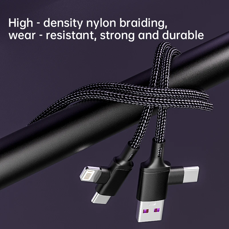 Cable USB A 4 en 1 de 66W PD tipo C a Cable de carga rápida Lightning para iPhone 16 15 14 13 11Pro Max iPad Xiaomi Huawe Samsung - imagen 2