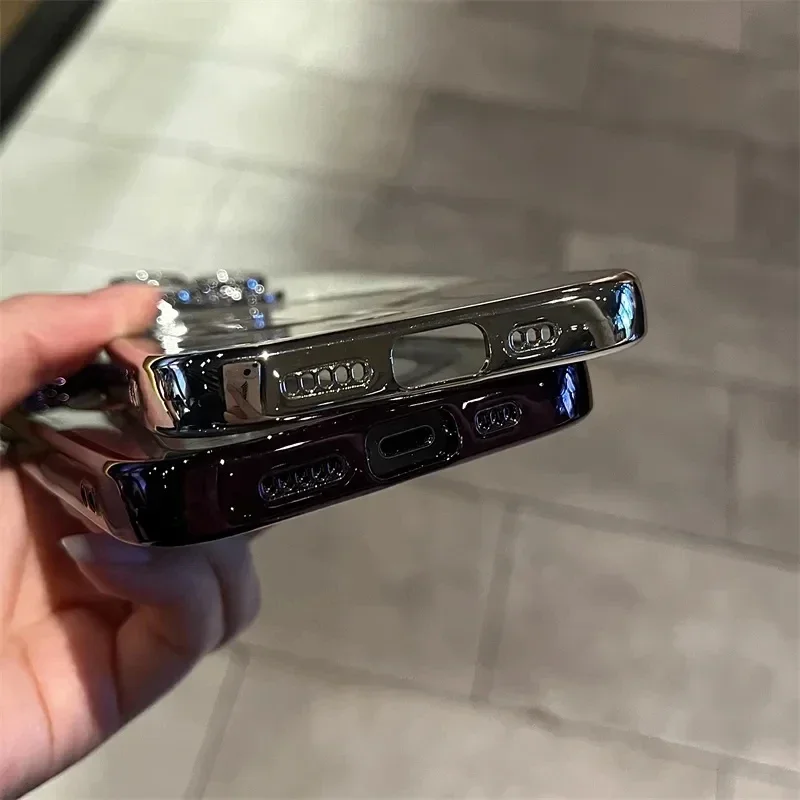 Funda de lujo para carga inalámbrica Magsafe para iPhone 11, 12, 13, 14, 15 Pro Max 15 Plus, cubierta de parachoques electrochapada transparente magnética - imagen 5