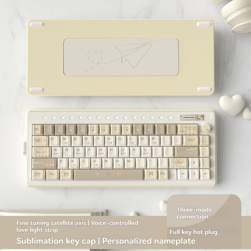 Reccazr Paper Plane 66 Teclado mecánico inalámbrico CNC de aluminio Teclado para juegos de 3 modos Junta de intercambio en caliente Accesorios para jugadores personalizados - imagen 4