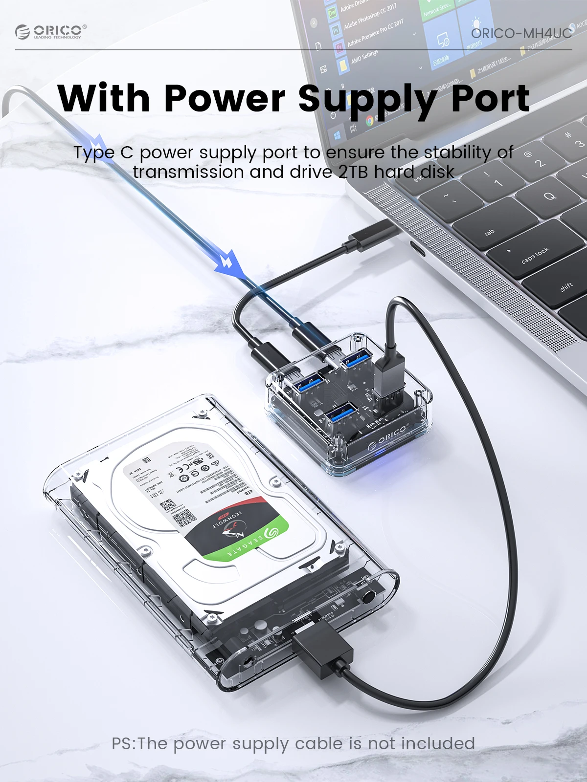 ORICO Hub USB-C Transparente Expansión OTG 3.2 Alta Velocidad - imagen 4
