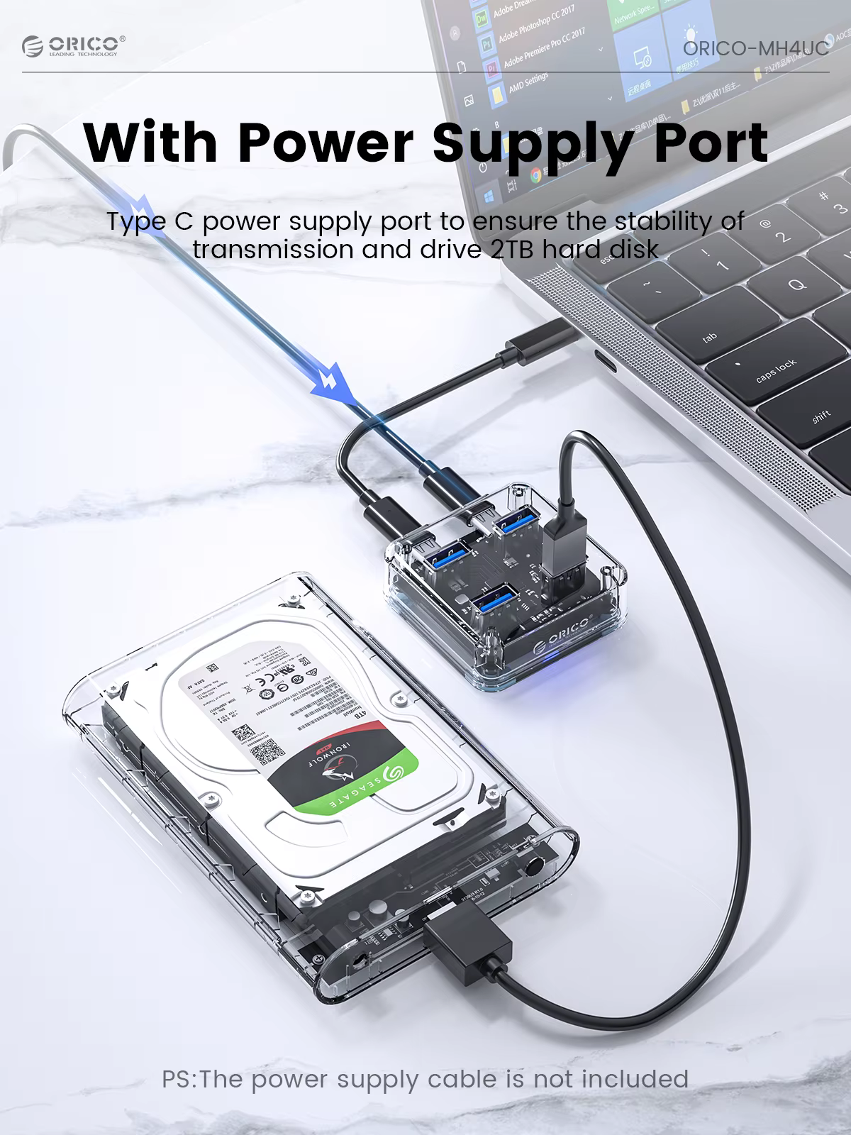 ORICO Hub USB-C Transparente Expansión OTG 3.2 Alta Velocidad - imagen 4
