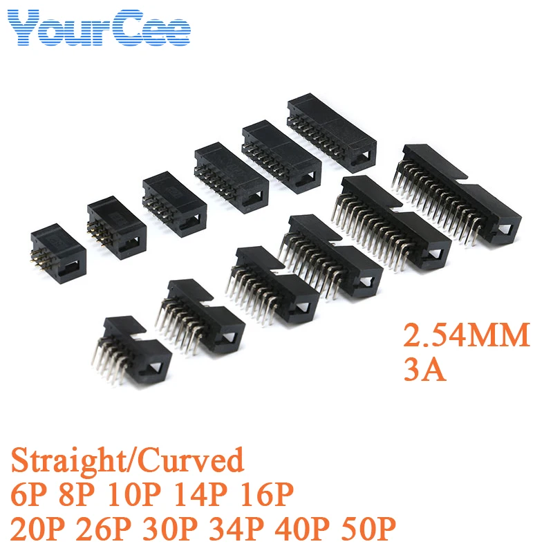 10 Uds DC3 DC2 JTAG Socket ISP conector de 2,54 MM doble fila recta/pin curvo 6P 8P 10P/10PL 14P/14PL 16P/16PL 20P/20PL 26P/26PL