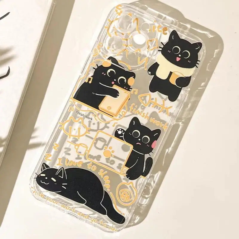 Funda para Samsung Galaxy A54 A55 A23 A24 A33 A52 A52S A53 M23 M54 A05S A15 A25 A14 A35 A31 A51 A71 A72 A73 carcasa gato negro - imagen 3