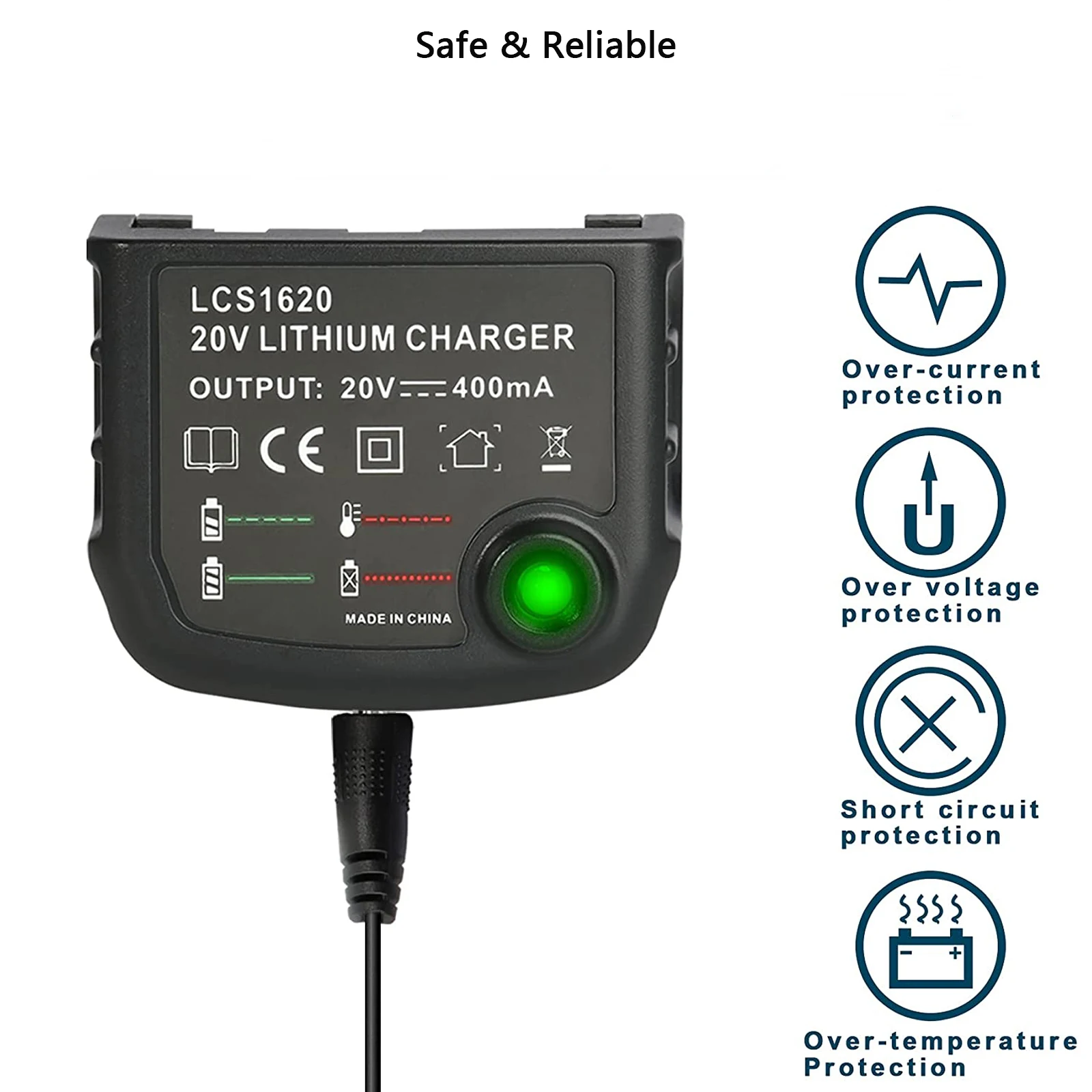 Cargador de batería de litio LCS1620 20V Compatible con Black & Decker LBXR20 LBX20 LB20 LBXR20-OPE LBX 4020 LB2X4020 - imagen 3