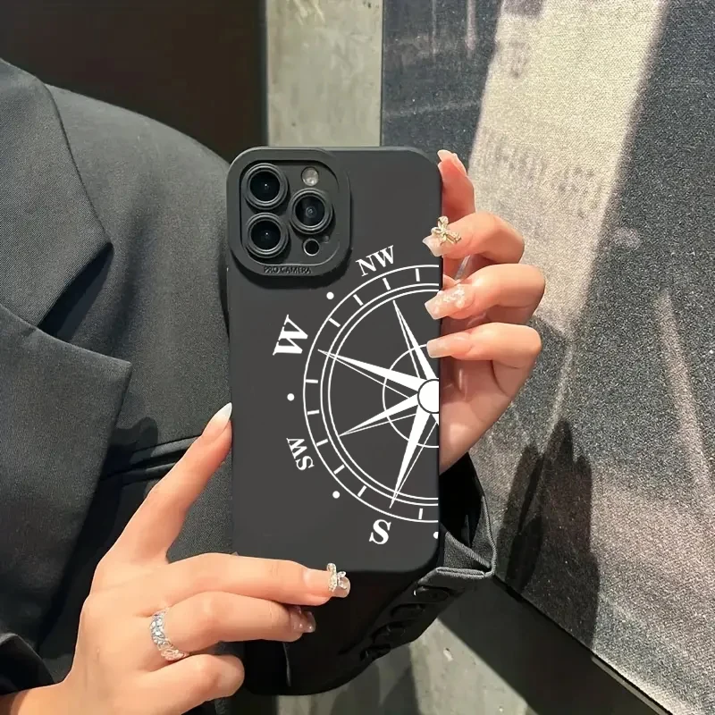 Funda de teléfono para iPhone 11, iPhone 15 16 Pro Max 14 13 12 Mini X XS XR 7 8 Plus SE 2020, funda suave a prueba de golpes con patrón de brújula - imagen 3