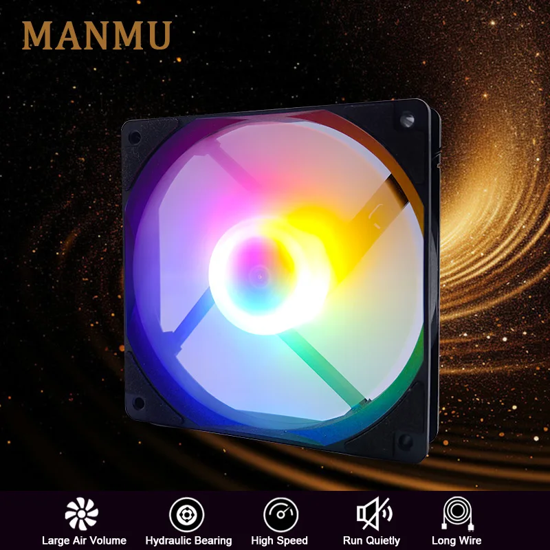 MANMU 120mm Rgb Case Fan Gaming Case Pc Led Pc Case Fan Rainbow Color Rgb Ventilador