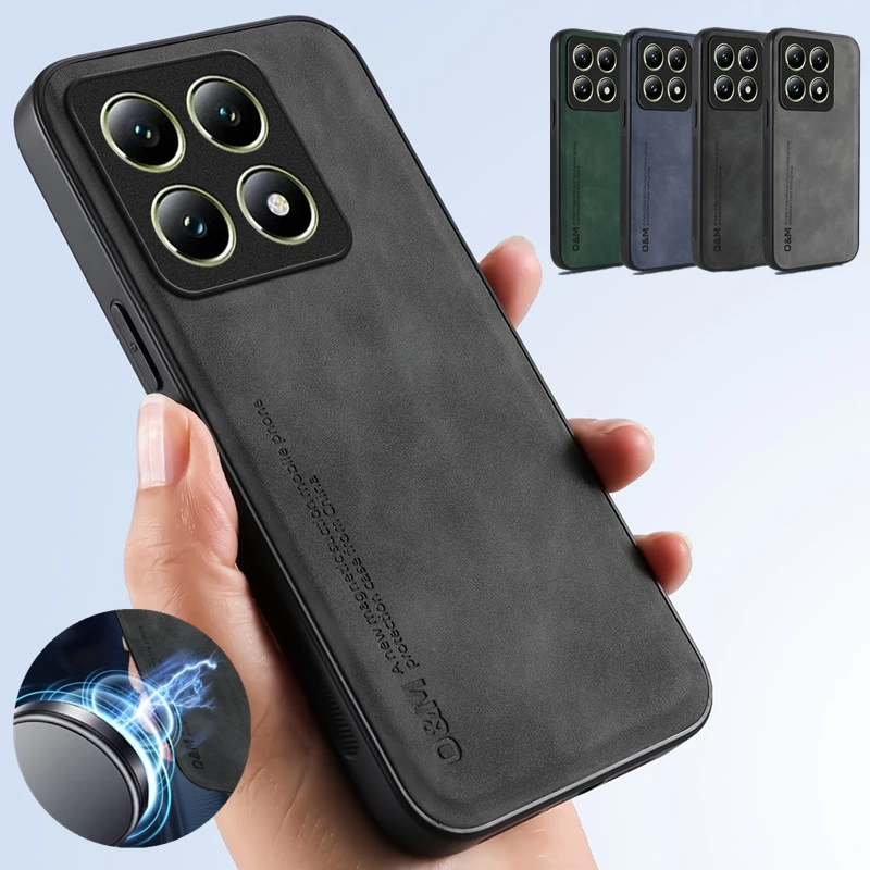 Funda magnética de cuero nobuck para Xiaomi 15T 14T Pro Mi 15 14 5G, funda protectora a prueba de golpes, carcasa trasera, Capa Fundas