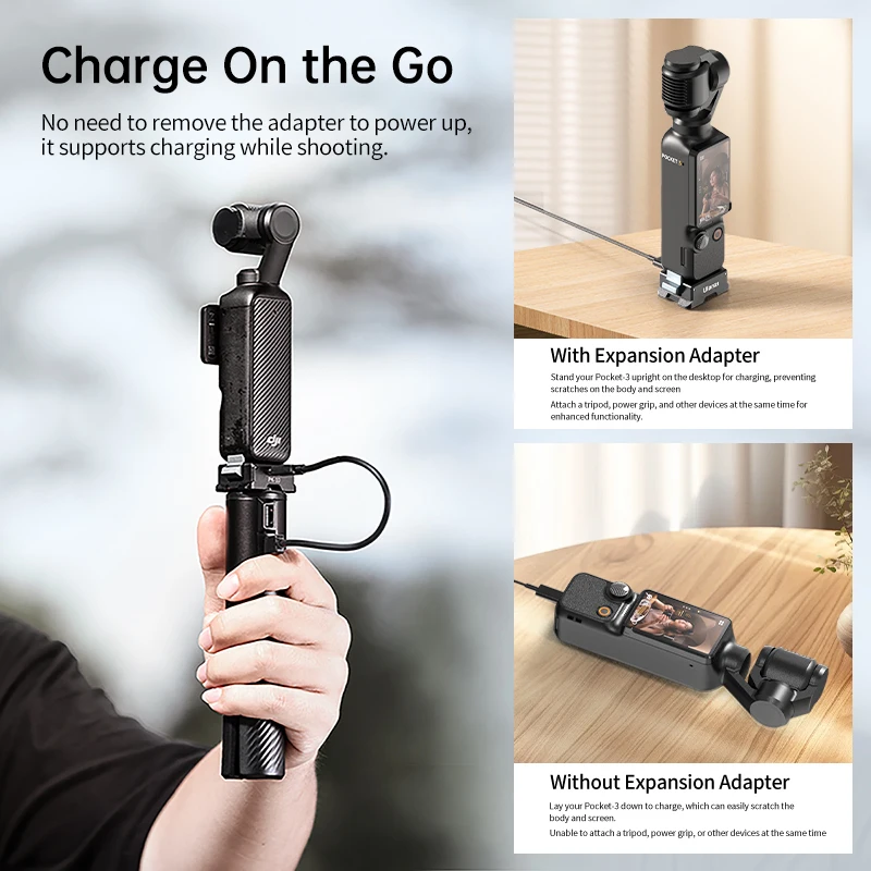 Ulanzi Adaptateur PK-10 Pocket 3 6 000 pour DJI Osmo Pocket 3 avec port de charge de type C pour sac à dos réinitialisation Neck Mount Chest Strap - imagen 5