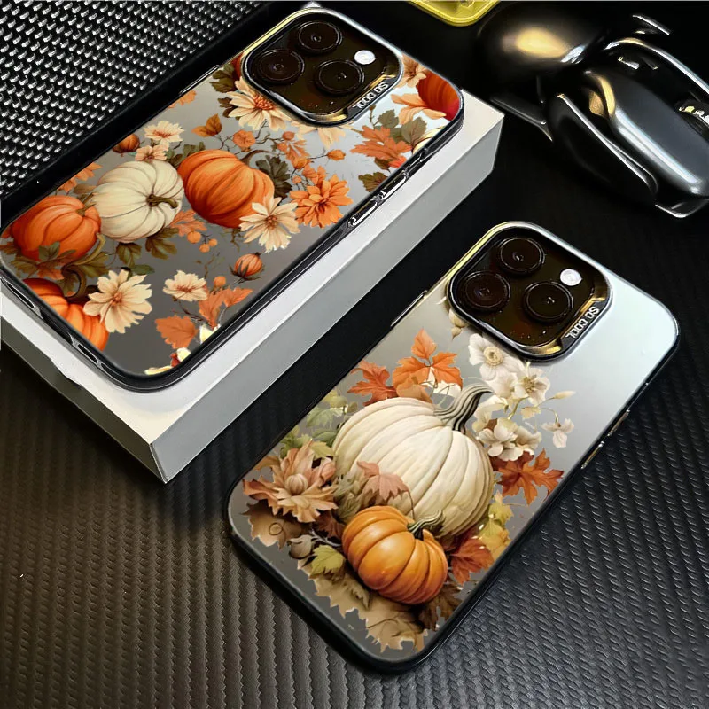 Funda de teléfono con hojas de calabaza para iPhone 17 16 15 14 13 12 11 Pro Max 16E 8 7 Plus X XS XR 17 Air SE2, cubierta a prueba de golpes, otoño y otoño - imagen 4