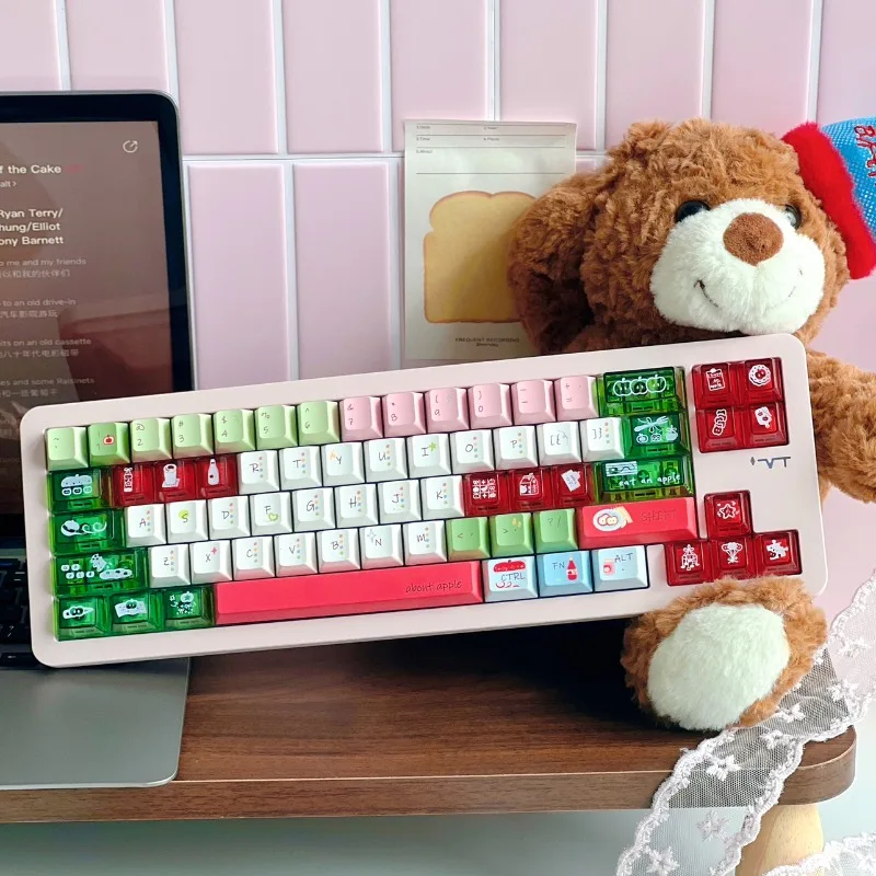 Teclas de grafiti minimalistas, perfil de cereza personalizado, tapa de llave de sublimación PBT, tapa de tecla de punto bonita de Anime de dibujos animados para jugadores DIY - imagen 3