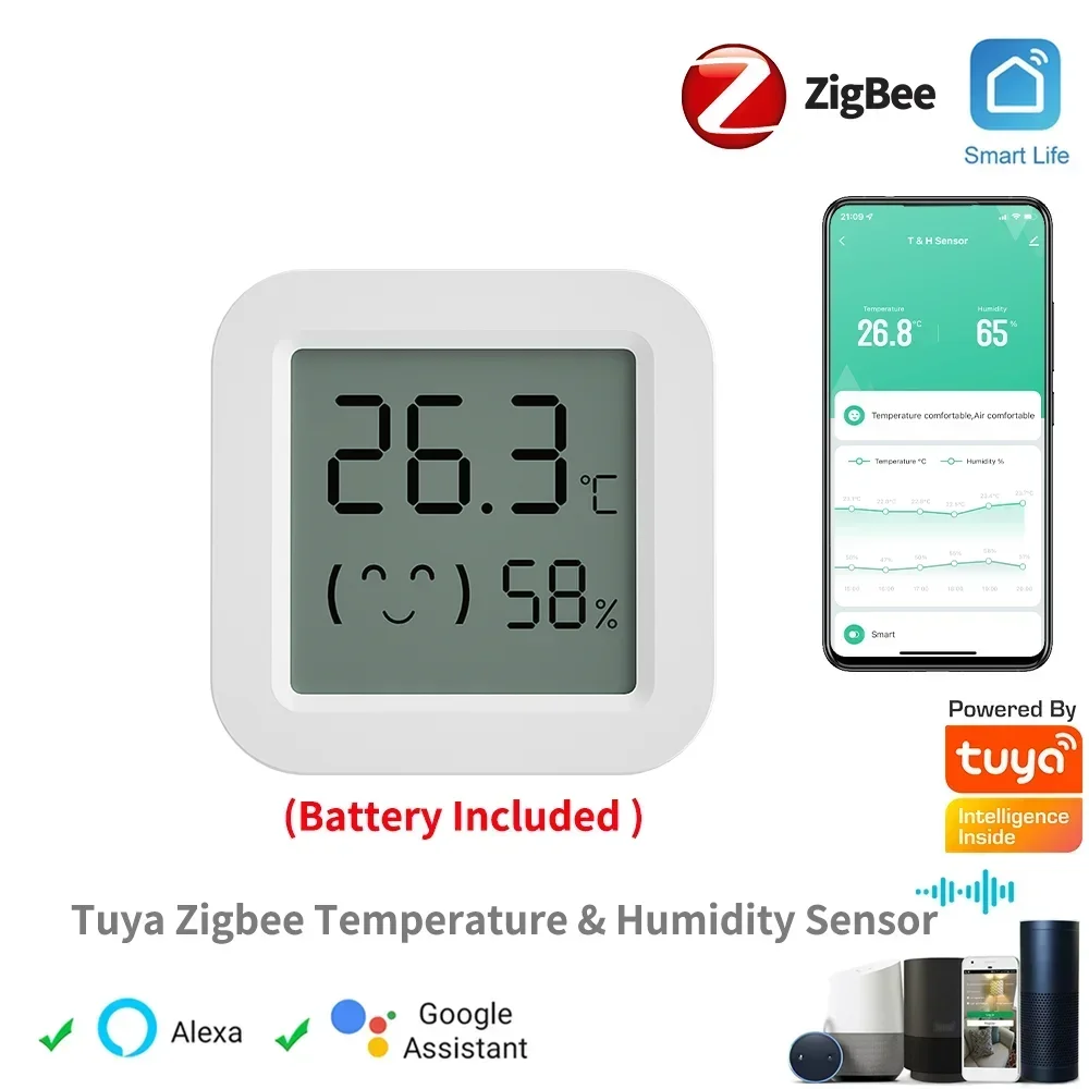 Sensor de temperatura y humedad Tuya, Mini pantalla Digital LCD, Compatible con aplicación Bluetooth, Control remoto, termómetro, higrómetro