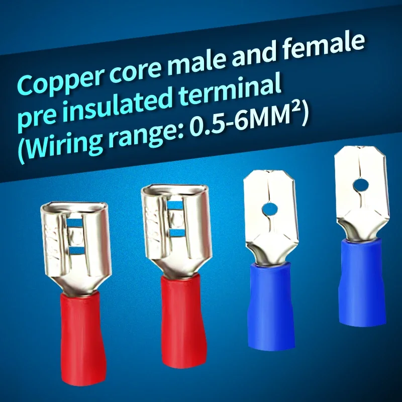 Conector de pala macho y hembra de 6,3mm, Terminal de crimpado de Cable, conector de Cable Fdd1 Fdd2 250, terminales de Cable, 20 piezas - imagen 2