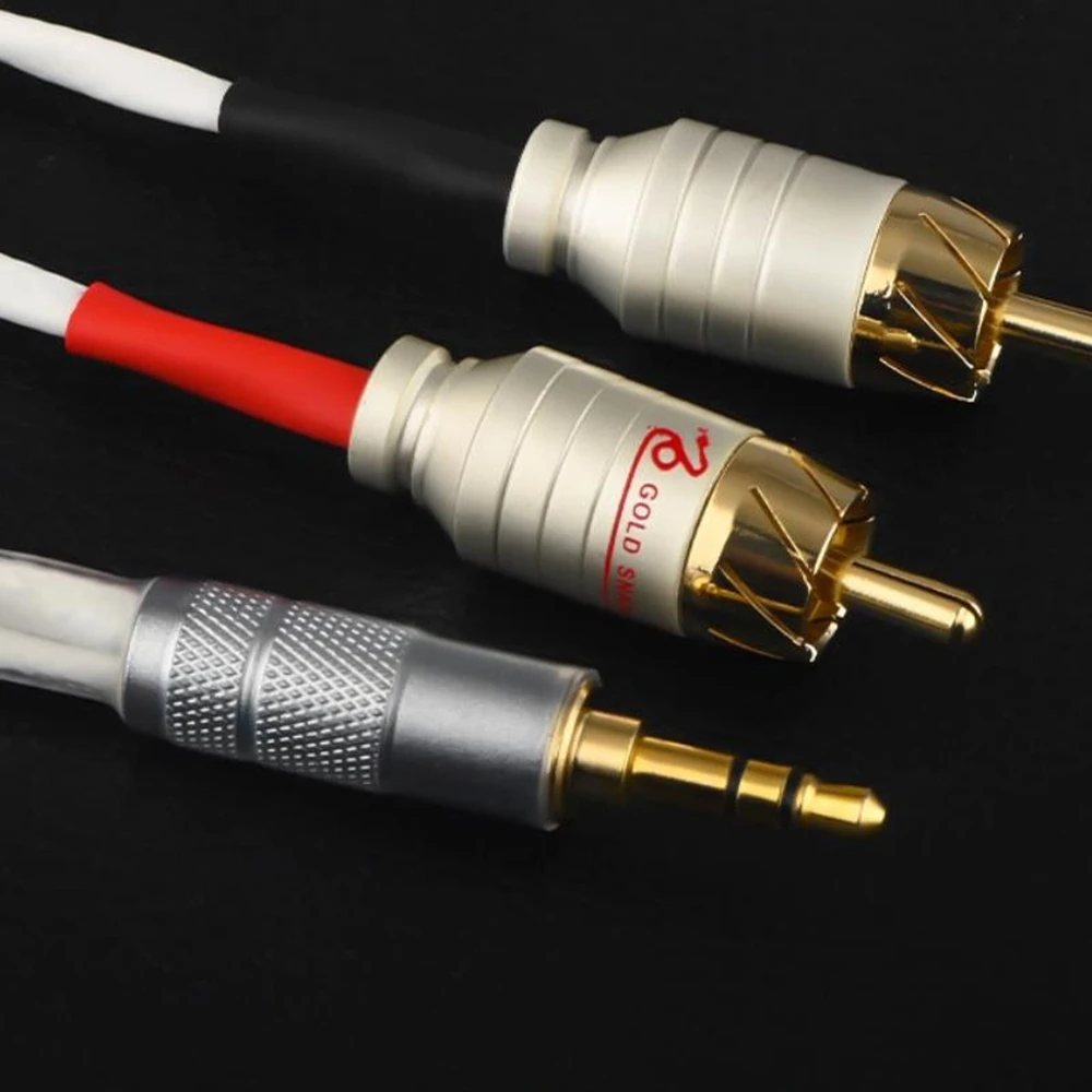 Adaptador Aux a 2 RCA de 3,5 mm Cable de audio RCA Cable auxiliar estéreo macho a macho chapado en oro para altavoz estéreo - imagen 4