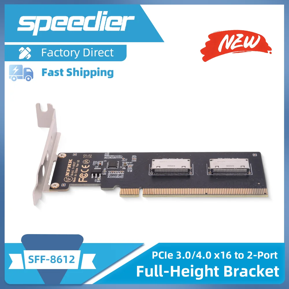 Deflector de media altura y altura PCIe 4,0 3,0 X16 a tarjeta adaptadora de 2 puertos SFF-8612 X8 SFF-8611 8i - imagen 2