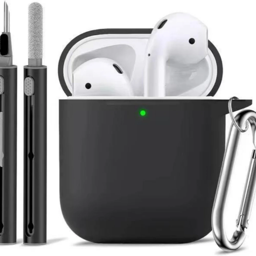 Funda Airpods 2 y 1 con Kit de limpieza, funda protectora de silicona suave para Apple AirPods de 2.a/1a generación, funda de carga con Ke