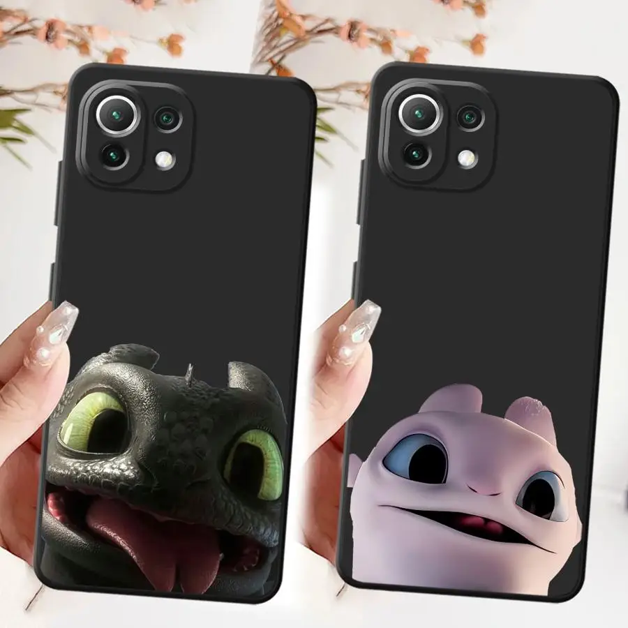 Funda para Xiaomi Mi 12X 11 12 13 Lite 10T 11T 12T Pro 13 14 15 Pro funda de teléfono suave negra dibujos animados lindo dragón