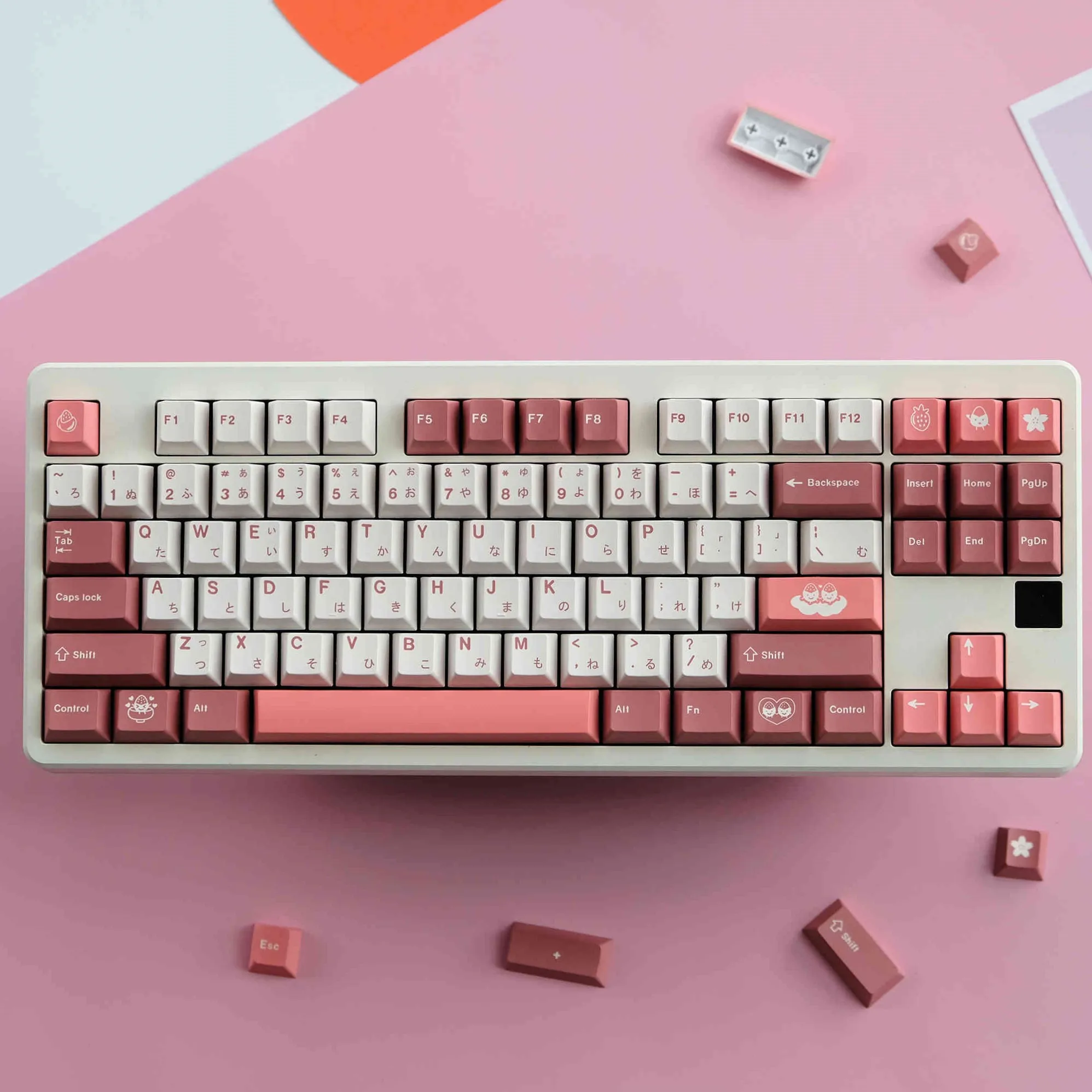 Juego de teclas GMK Daifuku de 129 teclas, teclas de perfil de cereza, sublimación de tinte PBT, teclas clon GMK para teclado mecánico MX Switch