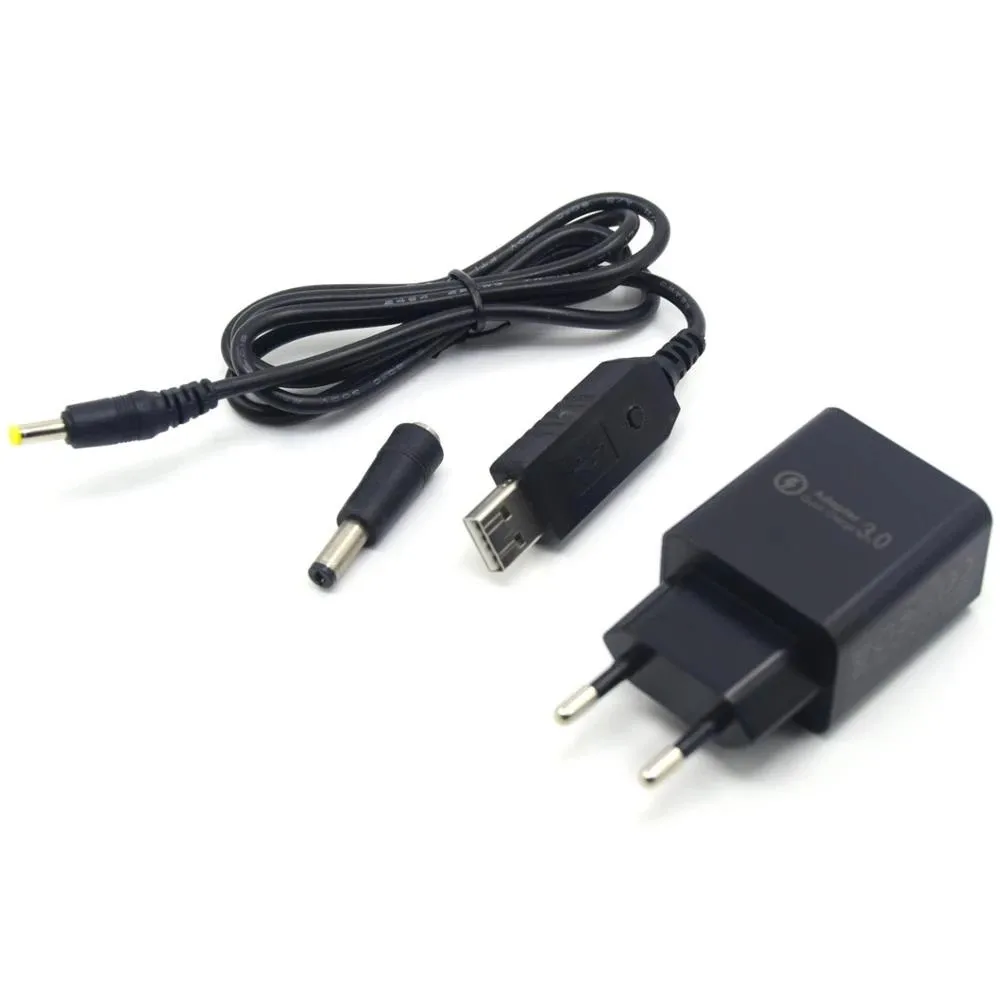 Cable adaptador de corriente USB + cargador QC3.0 para enrutador WiFi tira de LED voltaje ajustable 5V-12V paso 0,2 V 7,2 V 7,4 V 8V 8,4 V 9V 11V