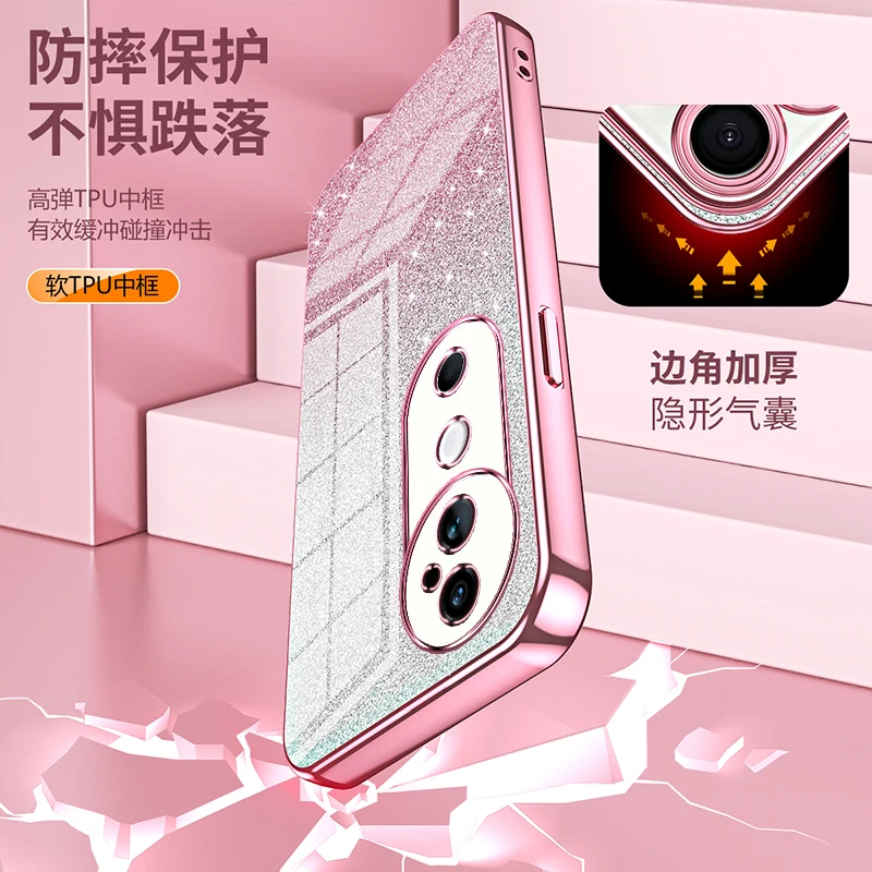 Funda de lujo galvanizada con purpurina para VIVO V40, cubierta trasera, lente anticaída, cubierta completa para VIVO V40, Funda de parachoques - imagen 5