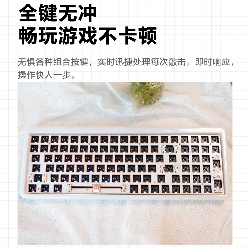 Kit de teclado de resina con diseño 100K y 96%, enchufe caliente RGB 2,4G/Bluetooth/cable, teclado mecánico inalámbrico multimodo personalizado con textura de Jade - imagen 5