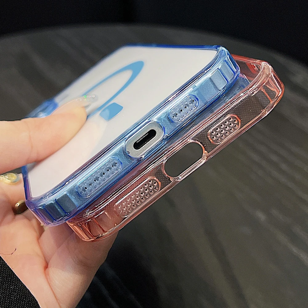 Funda Magsafe magnética fuerte para iPhone 17 Air 16 15 14 13 12 11 Pro Max Plus transparente Color caramelo híbrido duro suave Tpu Shell - imagen 5